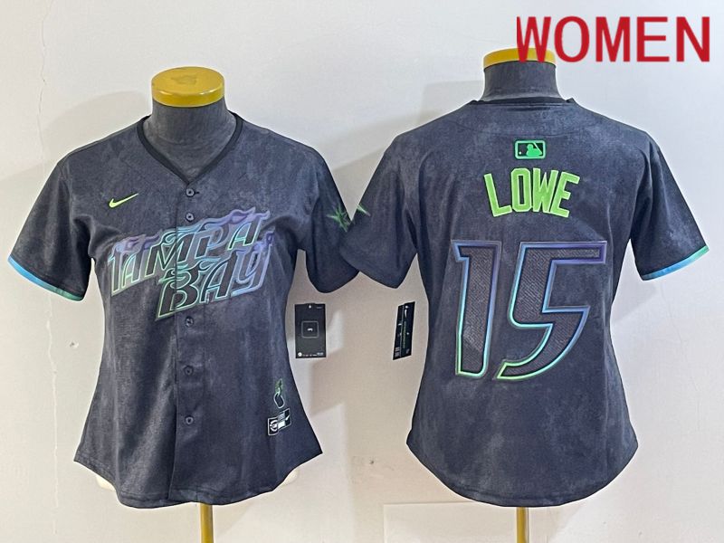 Women Tampa Bay Rays #15 Lowe Black City Edition Nike 2024 MLB Jersey style 1->women mlb jersey->Women Jersey